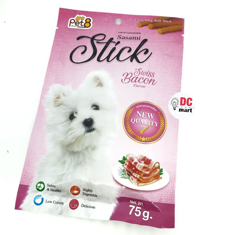 PET8-SASAMI STICK 75 Gr Real Meat Dog Snack / Camilan Snack Favorit Anjing