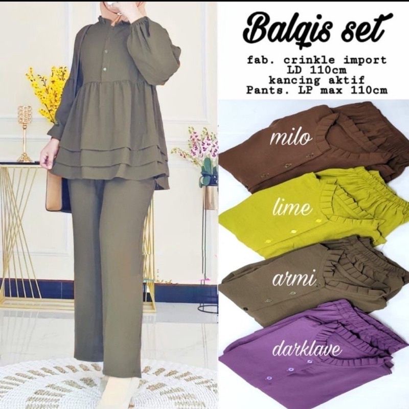 BALQIS SET/LD 110CM/SETELAN CRINKLE AIRFLO/FREE BROSS CANTIK