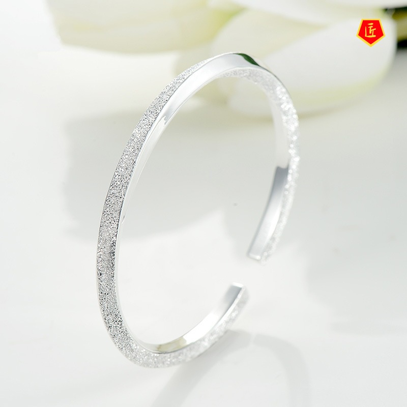 [Ready Stock]Women's Polished Frosted Silver Bracelet Fashion Simple