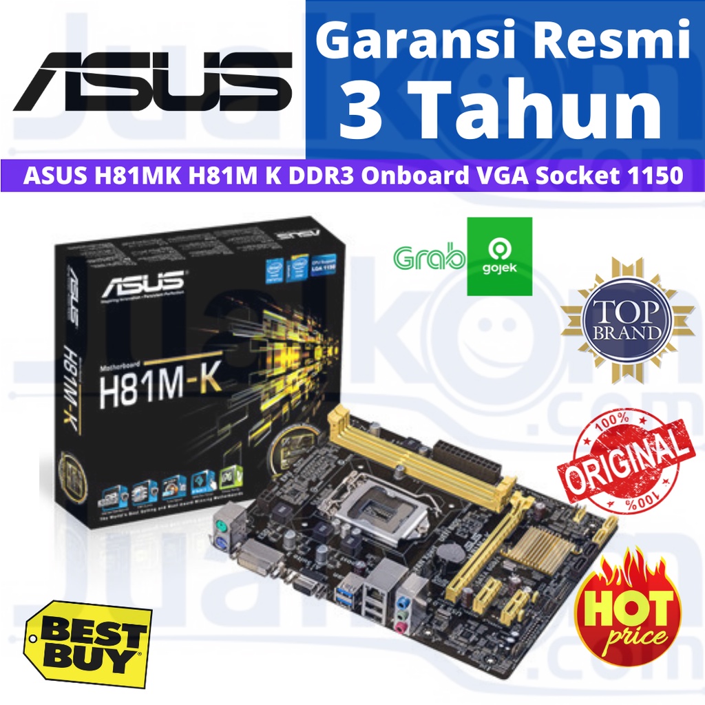 ASUS MAINBOARD H81M-K H81 DDR3 ONBOARD VGA SOCKET 1150 Resmi