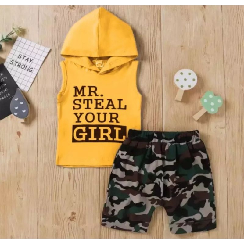 Lekbong Set| Setelan Hoodie Lekbong MR STEAL Anak 1-5 Tahun/Setelan Baju Hoodie Lekbong Anak Laki-laki Dan Perempuan