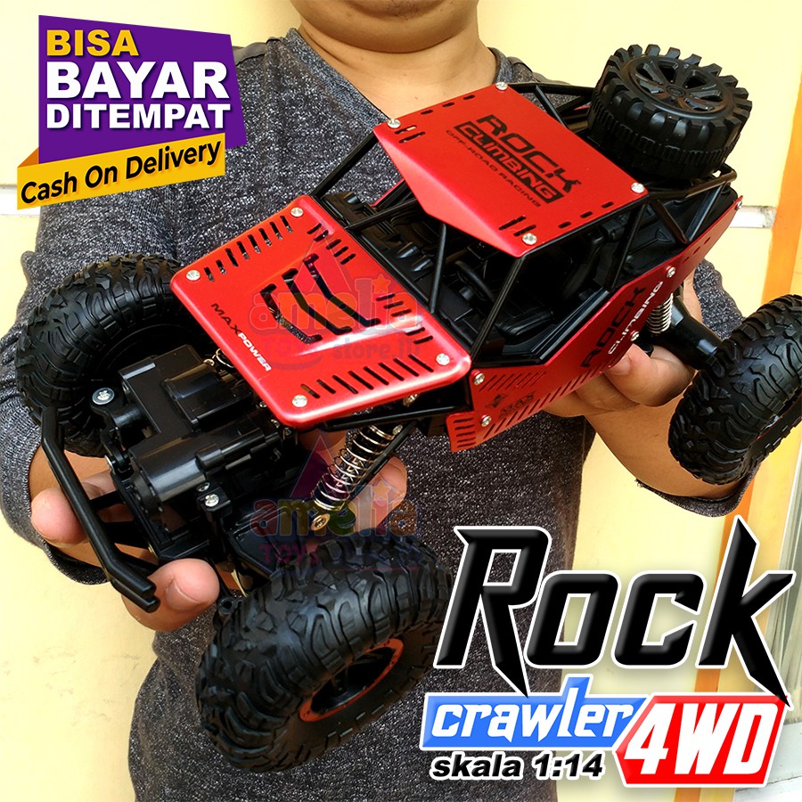 Remote Kontrol ROCK CRAWLER 4WD / 4x4 Off-Road 2.4ghz Climbing Car Series - MERAH