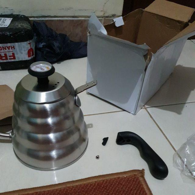 Teko Kopi Coffee Maker Pot V60 Drip Kettle Teko Barista Pembuat Kopi Thermometer Teko Leher Angsa