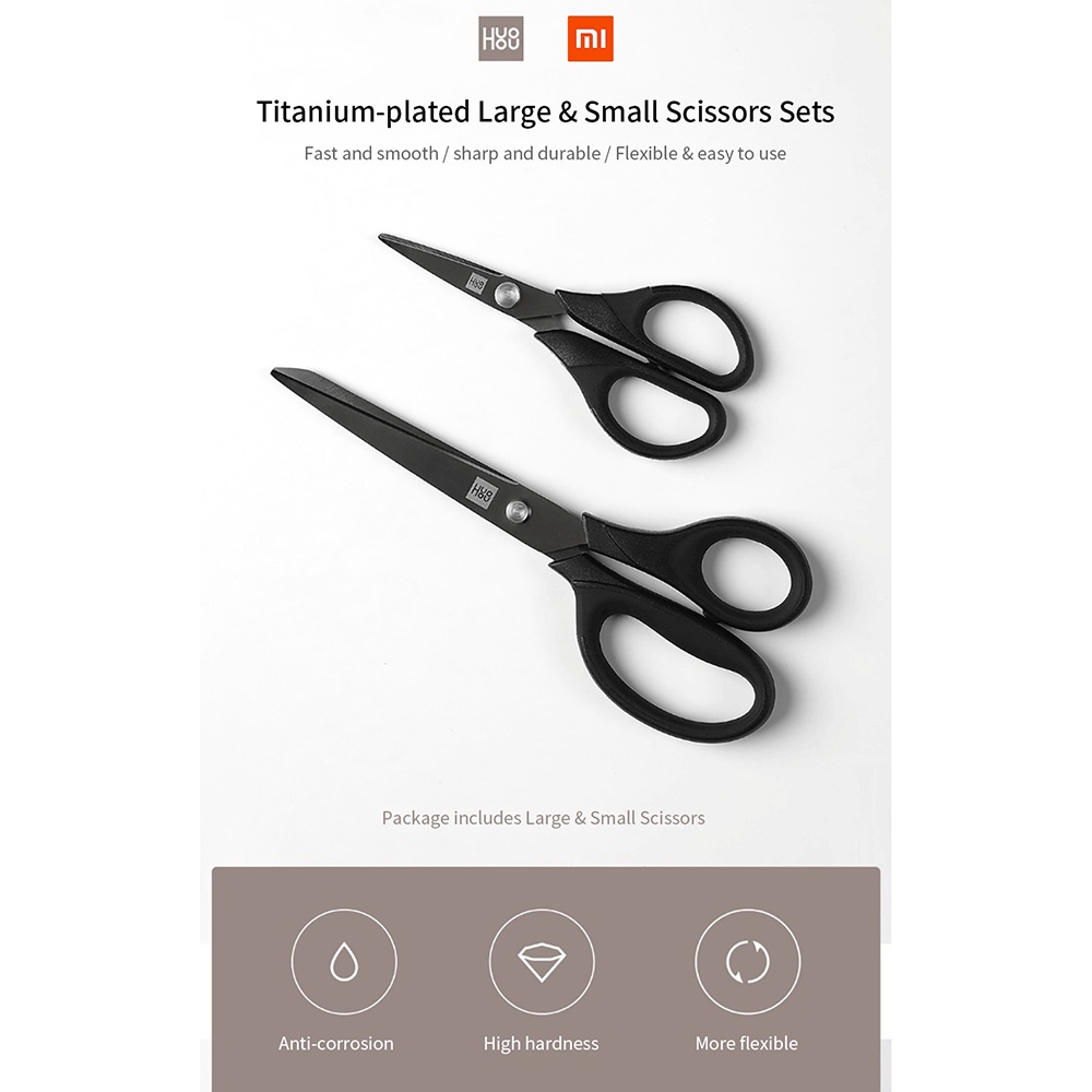 Xiaomi Huohou Gunting Titanium Plated Scissors Set 2 PCS