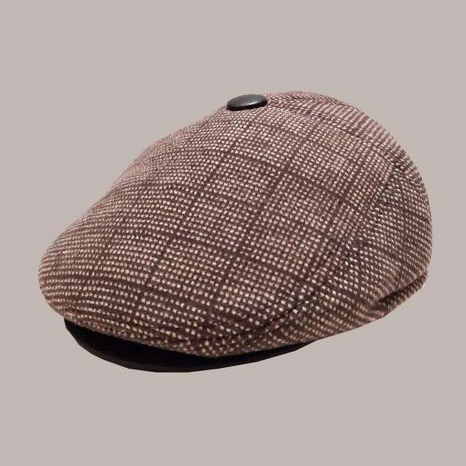 Best Price Flat Cap Newsboy Hat Topi Patino Motif Flannel Mocca