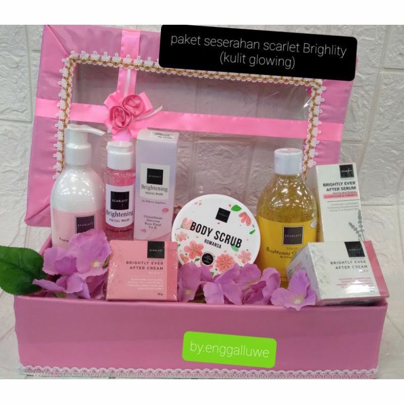 PAKET SESERAHAN SCARLEET BRIGHLITY ( UNTUK KULIT GLOWING) FREE BOX - PAKET SESERAHAN MURAH SCARLET