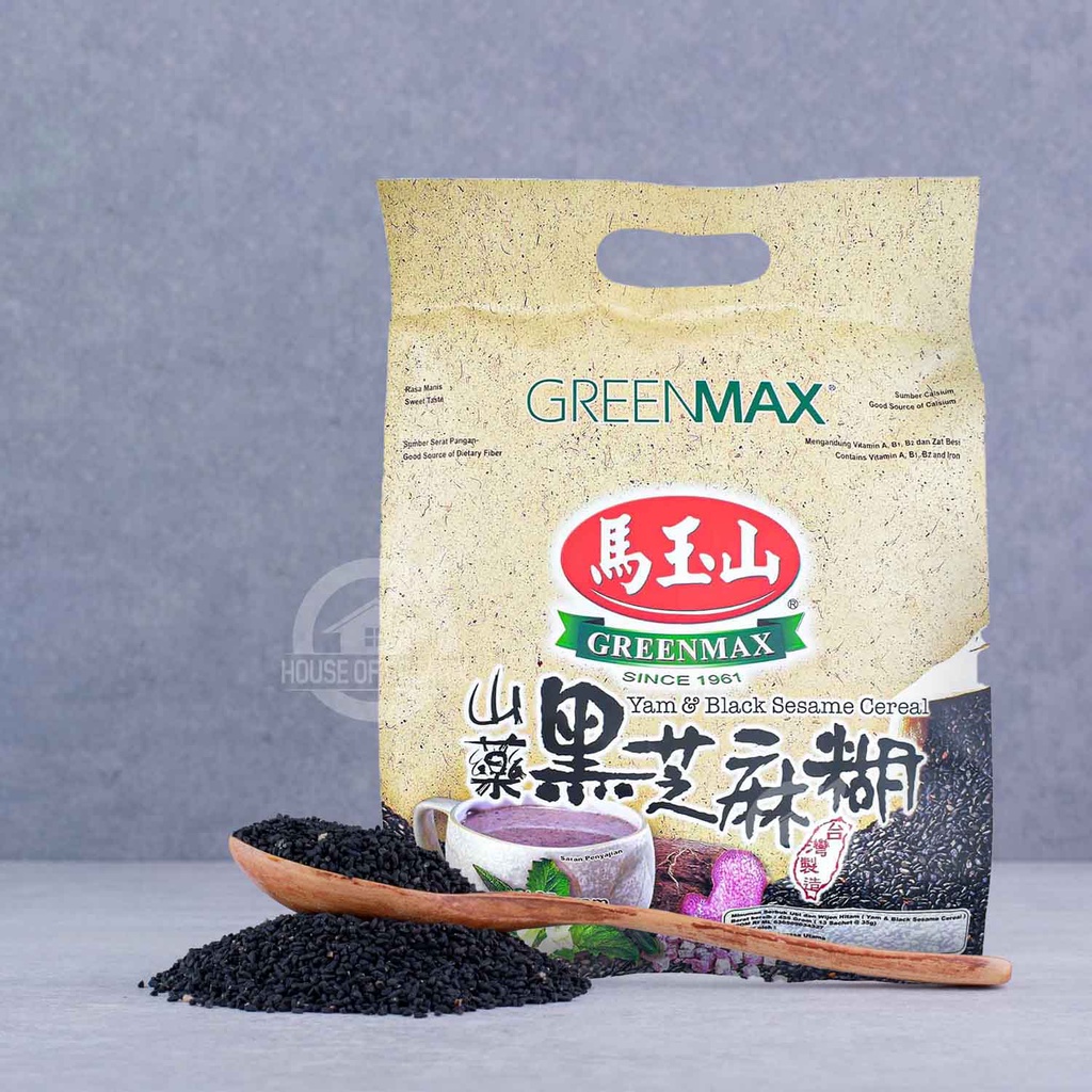 Greenmax Yam &amp; Black Sesame Cereal 455 Gr