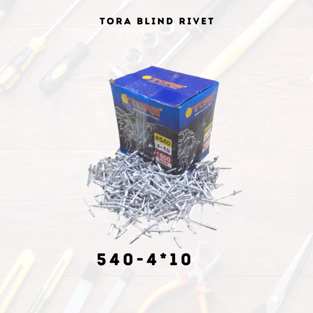 kualitas TERJAMIN ! TORA Paku Rivet Warna Silver ISI 1box PCS SEMUA UKURAN 550 4X12MM 435 3,2X8MM 440 3,2X10MM 540 4X10MM 640 4,8X10MM 675 4,8X18MM