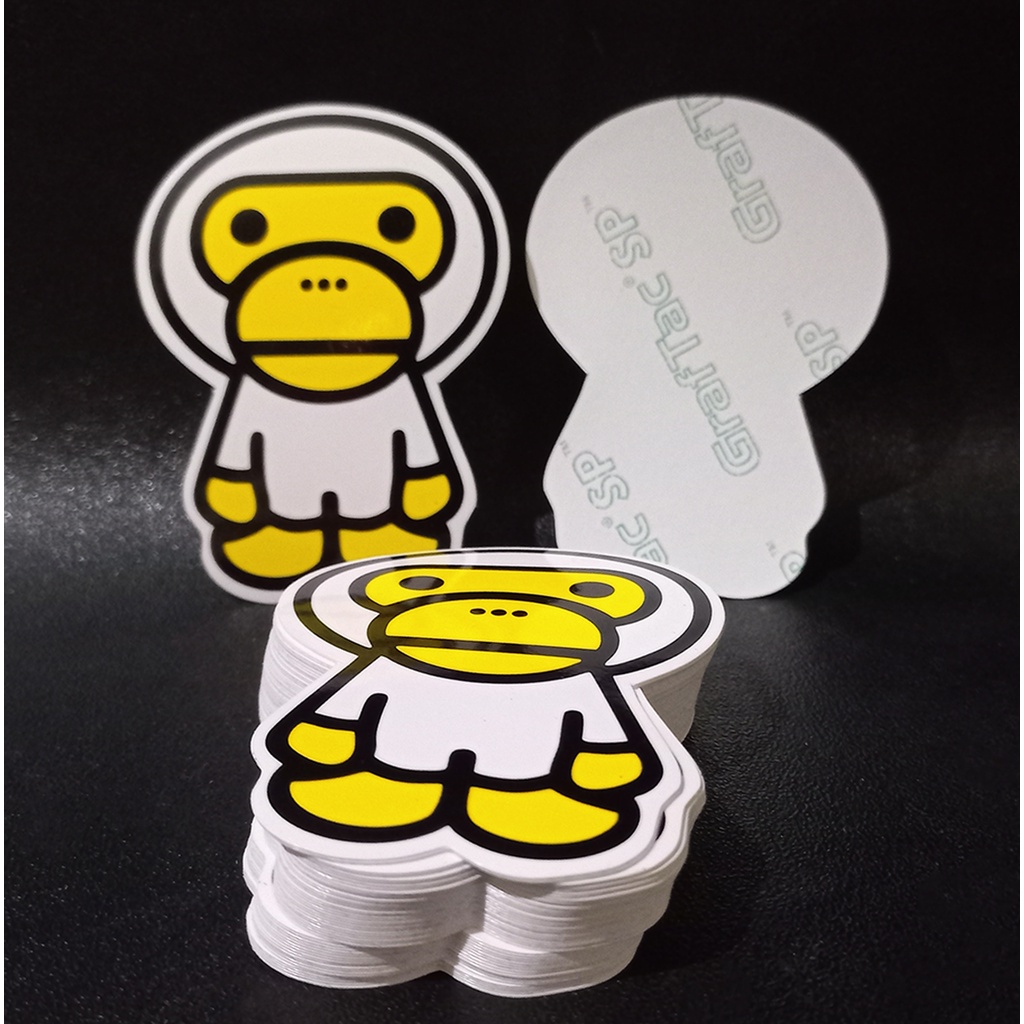 STIKER GRAFTAC - Logo Monkey Bape - STIKER AESTHETIC LAPTOP, AKSESORIS HP, ANTI AIR, MOTIF,HELM