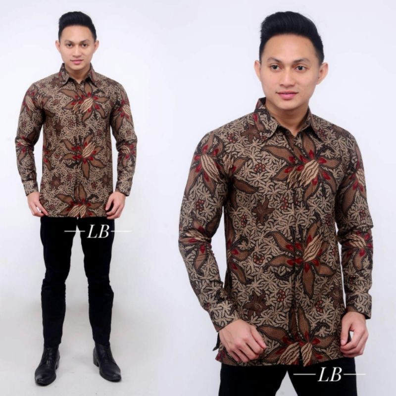 JANITRA baju batik pria lengan panjang modern Non Furing Bahan Katun Primis