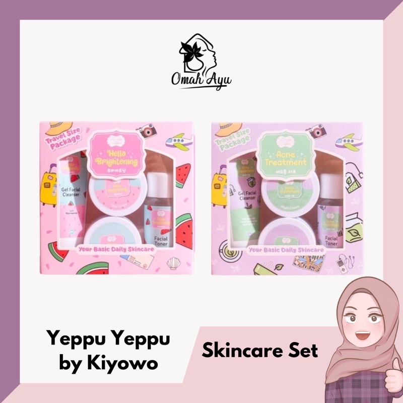 (READY) Skincare Set Yeppu-Yeppu by Kiyowo Travel Size Facial Cleanser Toner Sunscreen Night Cream D