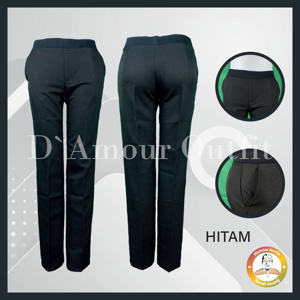 Celana Panjang Wanita Pinggang Karet Polos Pakaian Kerja Formal Kantoran Clana Bahan Cewek Kantor Dewasa Anak Slim Fit Highwaist Baggy Pants Tartan Perempuan Korean Style Cewe Jumbo Big Siz