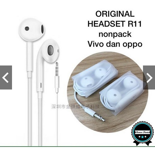 Headset / Handsfree Ori Copotan Oppo Vivo Earphone Universal Stereo 3.5mm AUX With Mic Suara Bening