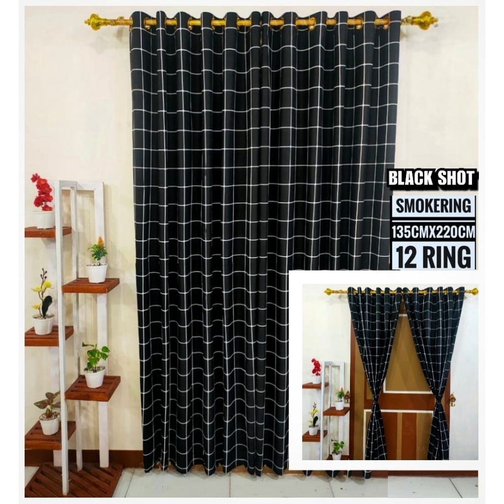 GORDEN JENDELA RUANG TAMU 1 SET GORDEN PINTU MINIMALIS 12 RING UK 135X220 MOTIF ELEGAN