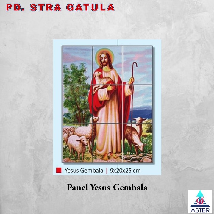 Keramik Panel Gambar Dinding ASTER Yesus Gembala 9x20x25 cm - Panel Dinding Bergambar Yesus Gembala