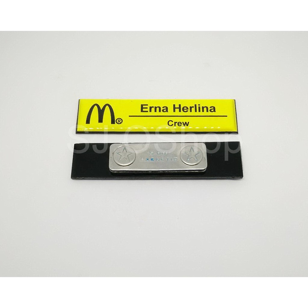 

nama dada + logo mc donald + lapis kaca + magnet uk 2x8cm