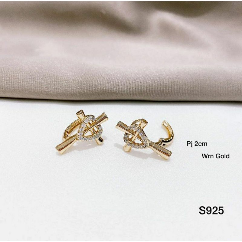 Anting Premium lapis emas salib anti karat anti alergi Giwang premium Quality mata halus