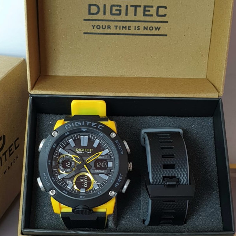 Best Seller Jam Tangan Pria Digitec Dualtime Original SV DG-3022 Rubber + Box