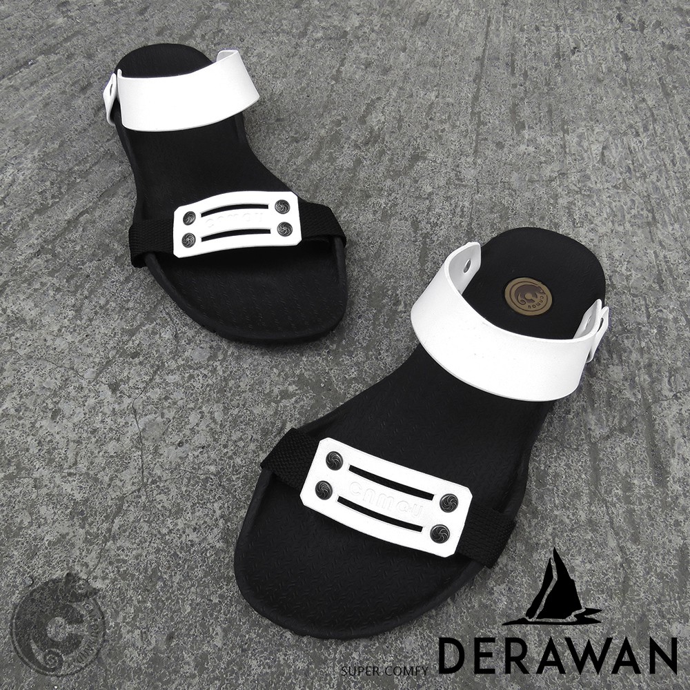 Camou Derawan Sandal  Slip Casual Pria  Hitam Putih  Shopee 