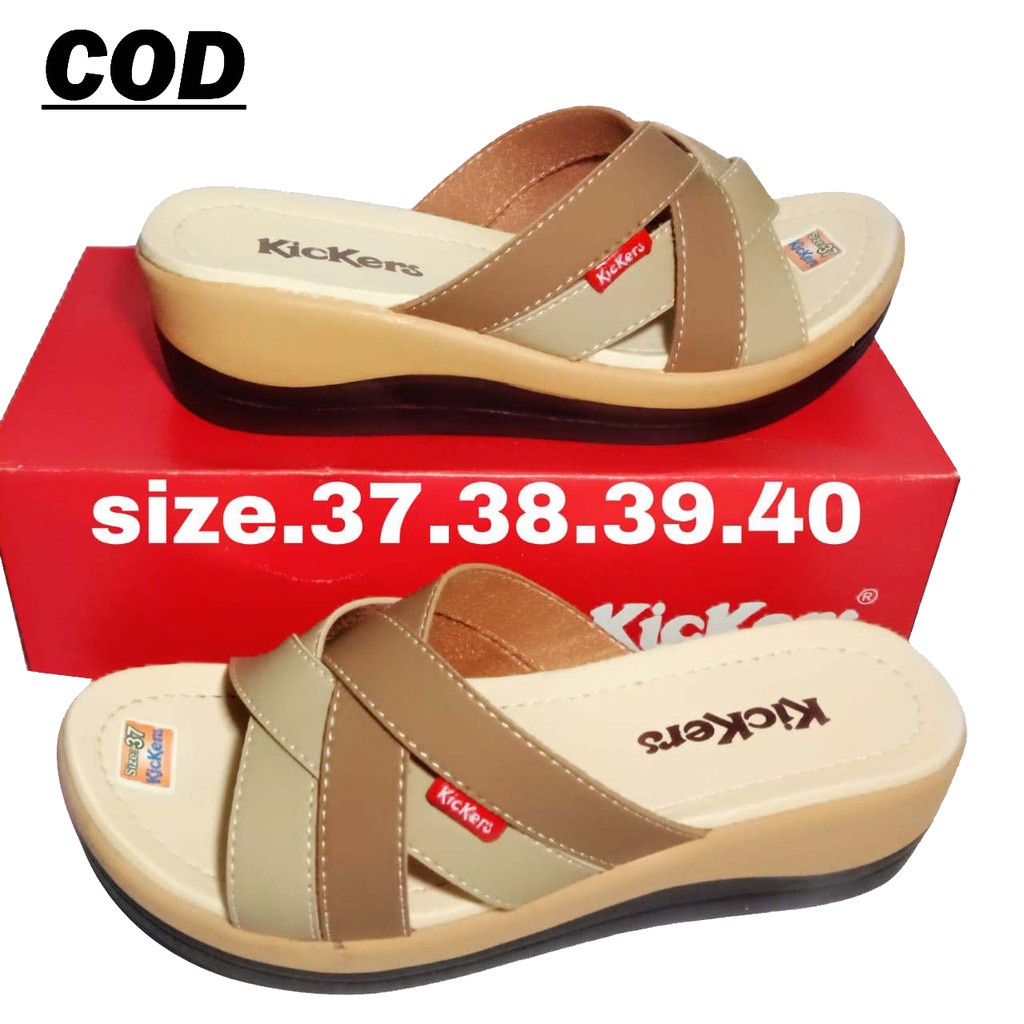 Invincible Sandal Sendal Wedges Wanita  Slop Tali Terbaru Kekiniab