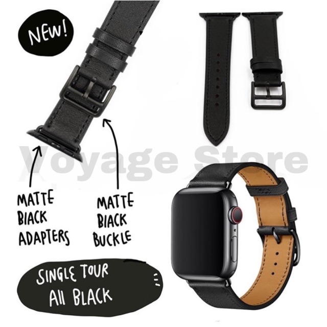 Strap single tour jet black matte apple watch 3 4 5 6 7 SE 41mm 45mm cowo iwatch 38mm 42mm iwo 8 9 leather loop kulit