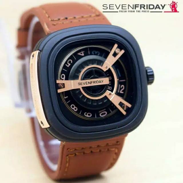 JAM TANGAN PRIA SEVENFRIDAY M SERIES ROSE GOLD COKLAT MUDA