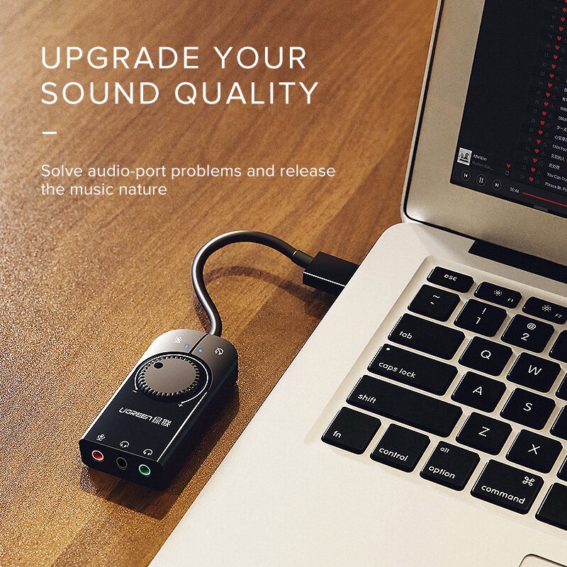 Ugreen Sound Card Eksternal USB Ke Jack Audio 3.5mm Untuk Earphone / Mikrofon