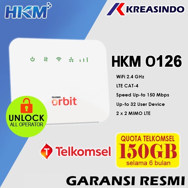 Telkomsel Orbit Star Lite Bonus Data Kuota 150GB HKM0126 Modem Router Wifi Resmi