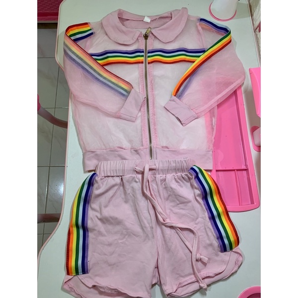preloved set jaket + celana pendek anak perempuan