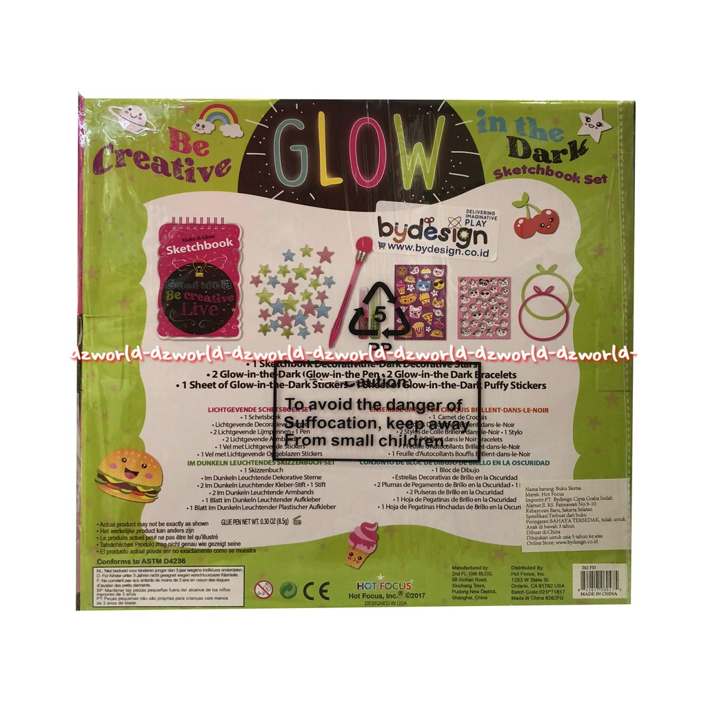 Hot Focus Be Creative Glow In The Dark Sketchbook Set Mainan Bersinar Dalam Gelap Buku Sketsa