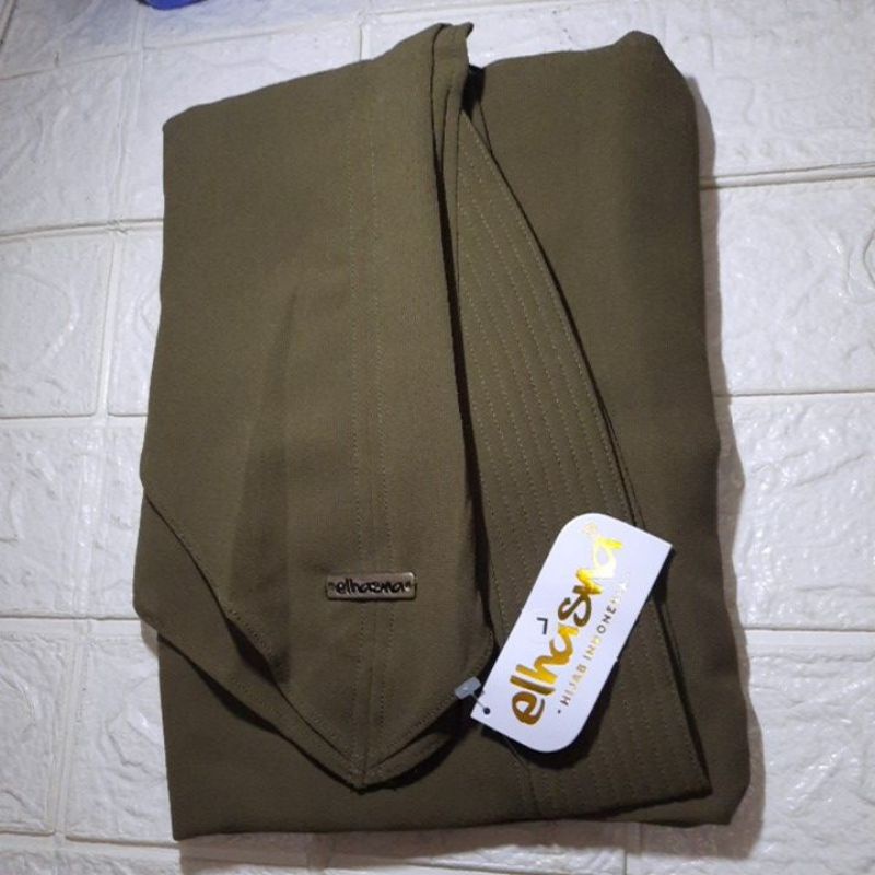 ELHASNA//KHIMAR L ORI ELHASNA/CERUTY BABYDOLL DUA LAYER/KHIMAR ELHASNA/KHIMAR LANCIP-Hijau armi