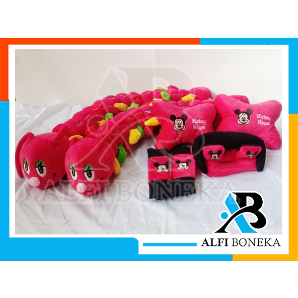 Paket Bantal Mobil dan bantal leher - Bantal sandar Mobil set murah - bantal mobil 7in1 boneka lucu