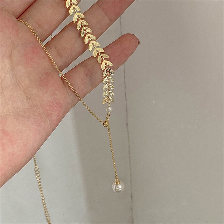 Korea baru trendi dingin mutiara liontin kalung wanita online influencer niche desain sederhana temp