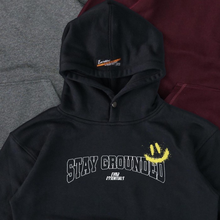 JAKET HOODIE PRIA HOODIE SWEATER STREETWEAR PRIA ,EVERBLUE-STAY GROUND - HITAM, M