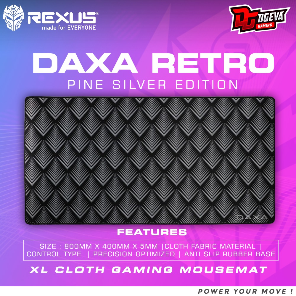 Rexus Daxa Retro Pine Silver XL Cloth Gaming Mousepad / Mousemat