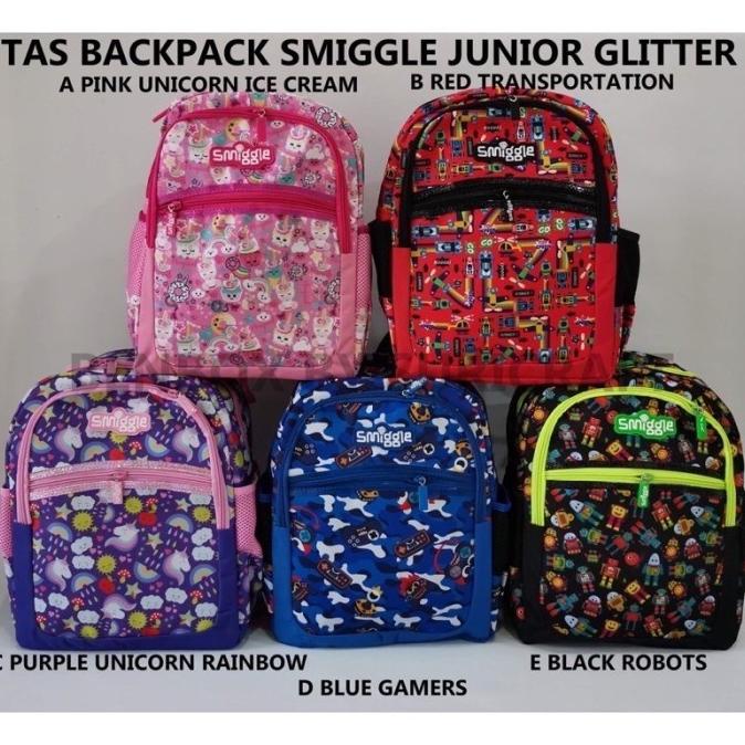 Smiggle Backpack New Motif / Tas Ransel Sekolah Anak Smiggle - Purple Unicorn