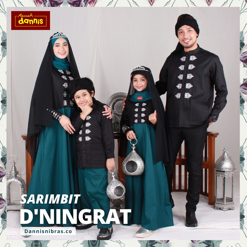 [BISA COD] Dannis Sarimbit D'NINGRAT Terbaru 2022 Katun Couple Keluarga Baju Lebaran Hitam Tosca Gam