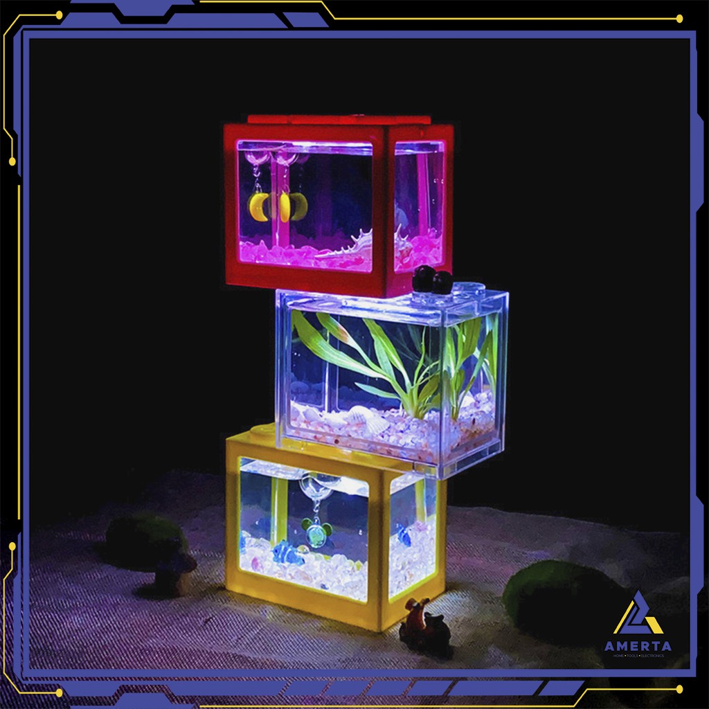 Aquarium Mini Lego Block 4 Side Windows 12x8x10cm - TOP4 - TOPINCN