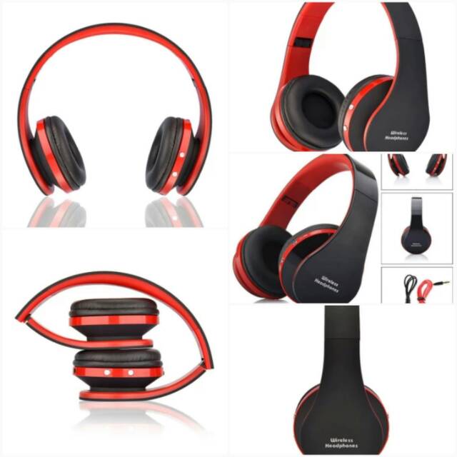 Wireless Bluetooth Stereo Headphone Microphone MP3 FM Headset untuk Handphone Tablet