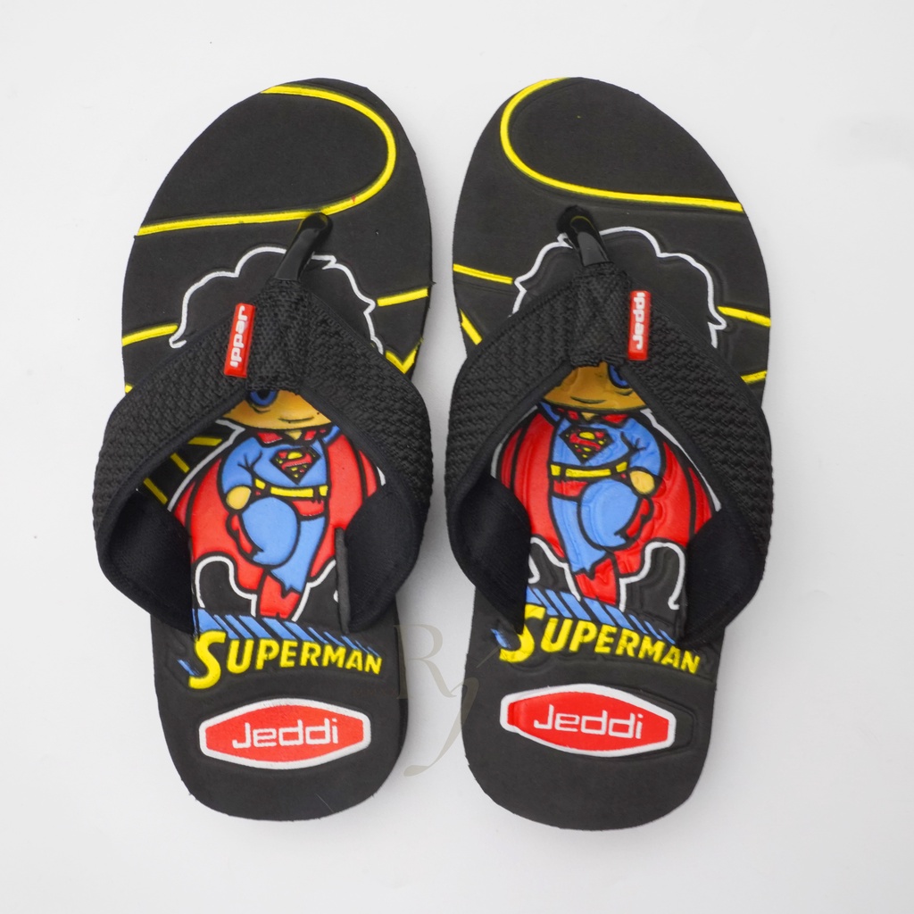 JEDDI [SUPERMAN] Sandal Superhero/ Sandal Japit Anak Cowok Kartun/ Sandal Jepit Anak Laki-laki / Sendal Anak Japit