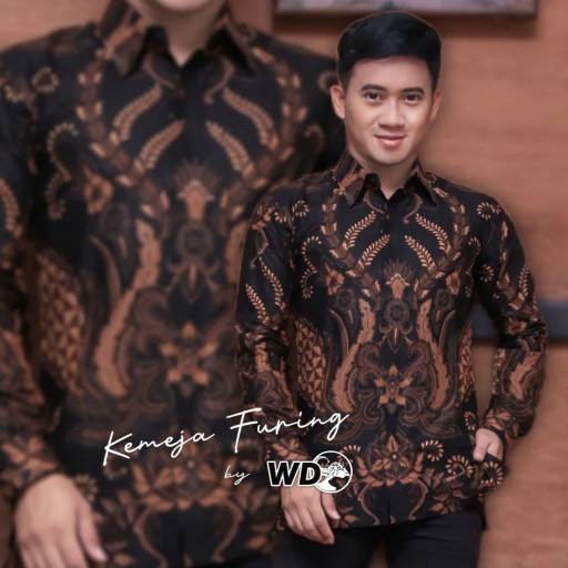 Atasan Batik Sutra Pria Lengan Panjang Kenongo Hem Padi Pekalongan M L Xl