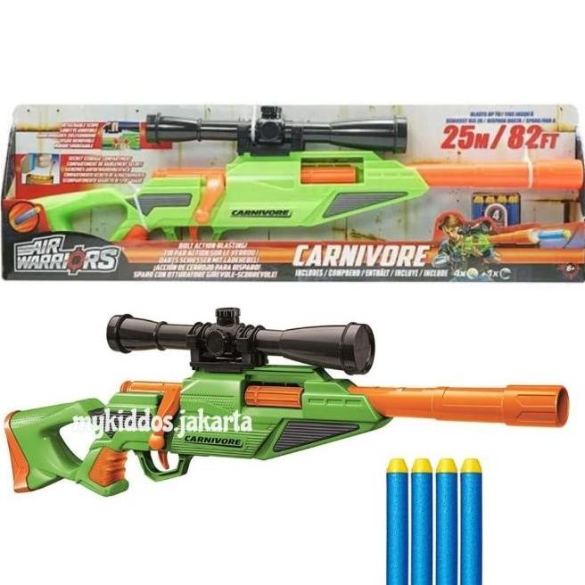 Air Warriors Carnivore Blaster 25M/82Ft + 4 Darts / Mainan Pistol Anak