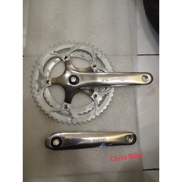 crank sepeda lipat balap double chainring 2 speed AVAND 52 - 42t silver