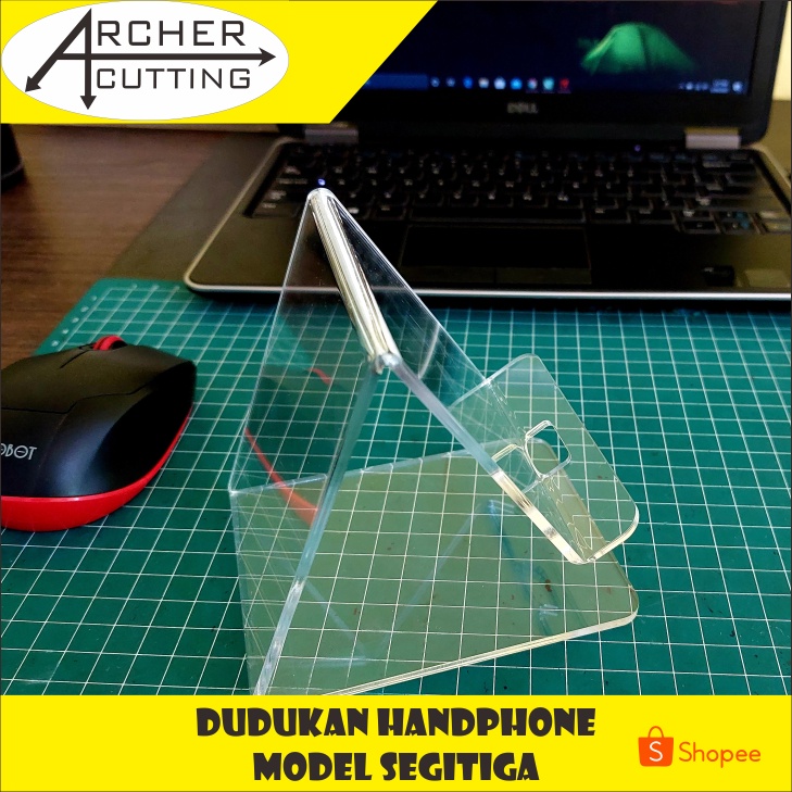 STAND HP DUDUKAN HANDPHONE PHONE HOLDER AKRILIK TIPE SEGITIGA