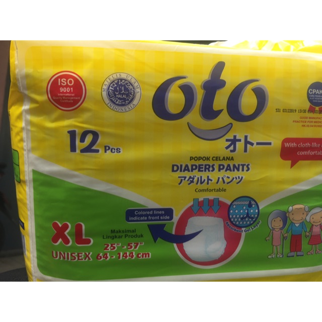 Isi 12 - Popok Celana Dewasa XL merk OTO / Pampers Dewasa / Diapers Pants