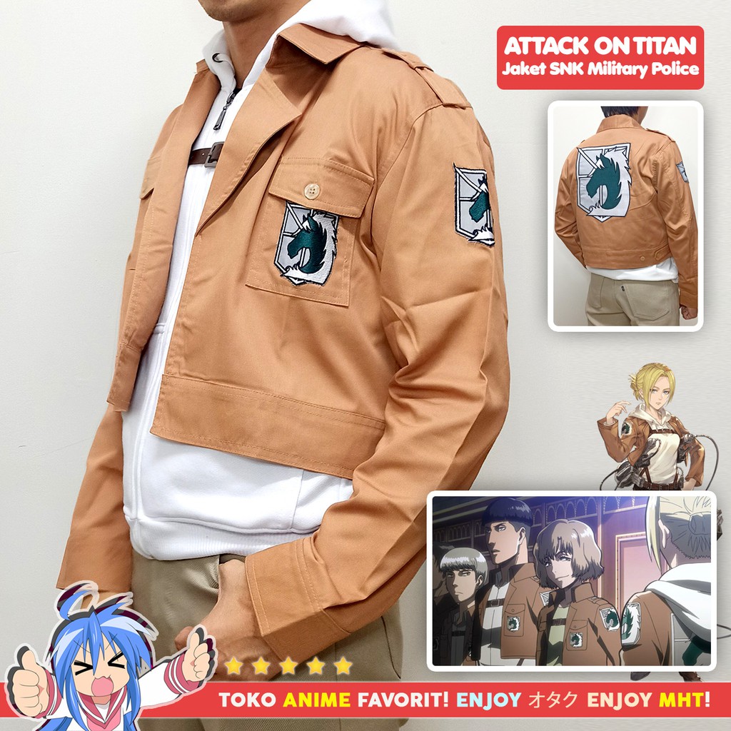 Jaket Attack On Titan BORDIR Anime AOT SNK Shingeki no Kyojin Military Police Short Cosplay Annie Leonhart