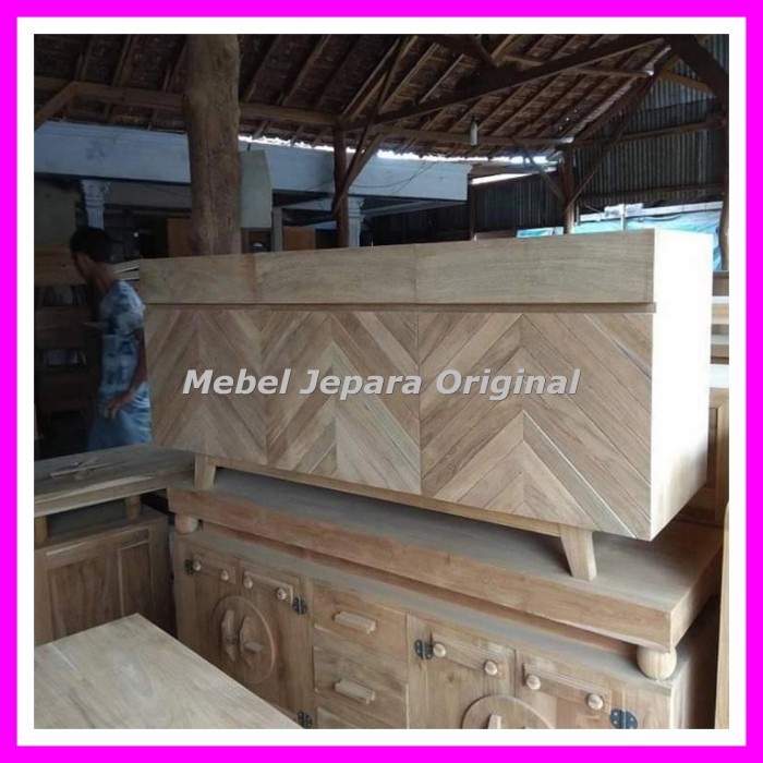 Meja Tv Retro Jati Bufet Minimalis Mebel Jati Jepara Mentah Original