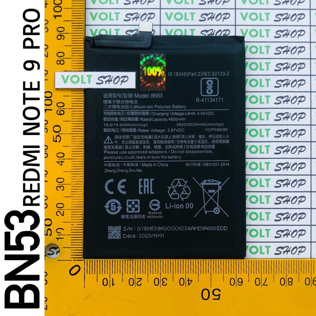 Batre Battery MI REDMI NOTE 9 PRO Baterai BN-53 BN53 Original