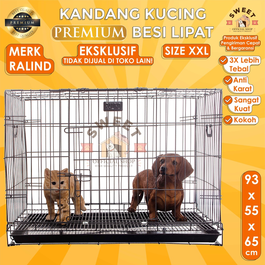KANDANG KUCING [PREMIUM HIGH QUALITY] SIZE XXL 93x55x65 SUPER TEBAL IMPORT - RALIND PET CAGE-7