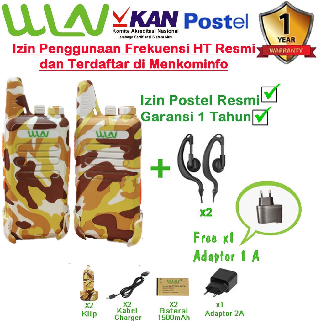 PAKET STANDART HT KD-C1 LORENG (ARMY, HIJAU, ABU, COKLAT, PUTIH)TANPA DESKTOP/CHARGER DUDUK ISI 2PCS